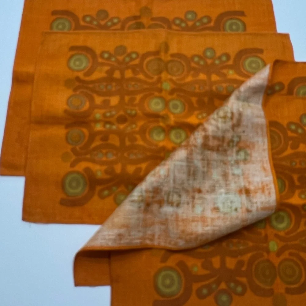 Vintage Scandinavian fabric set of 4 placemats Parabeli Pattern Saini Salonen